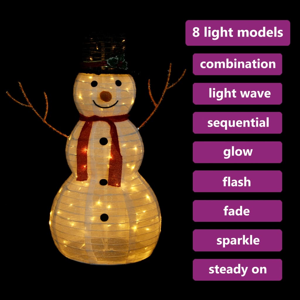 vidaXL Decorative Christmas Snowman Figure with LED Luxury Fabric 35.4"