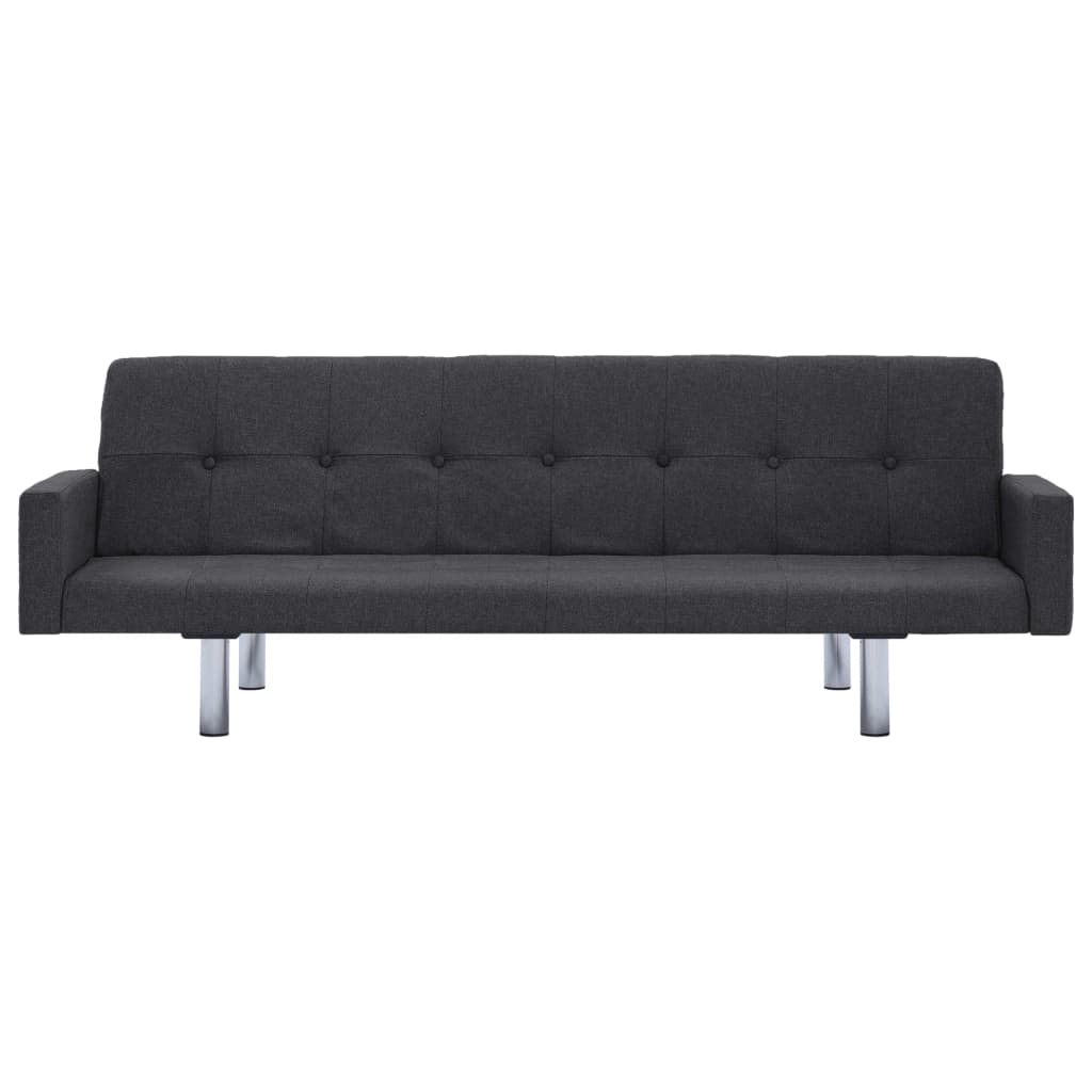 vidaXL Sofa Bed with Armrest Dark Gray Fabric