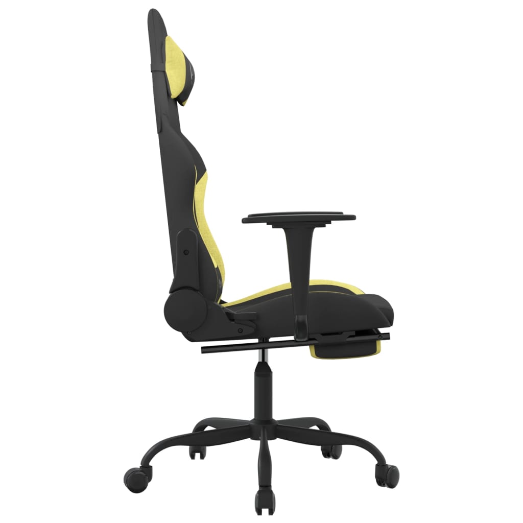 vidaXL Gaming Chair with Footrest Black and Light Green Fabric