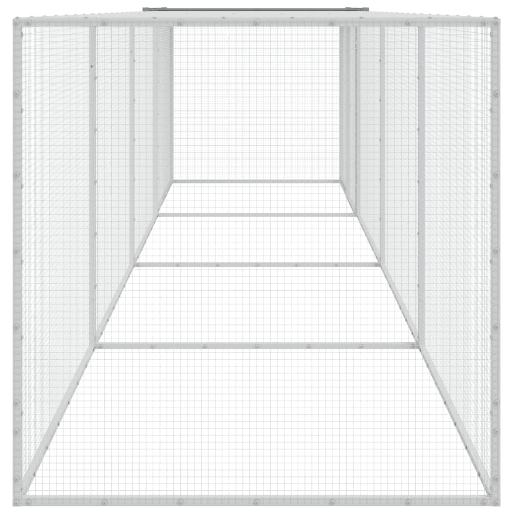 vidaXL Chicken Cage with Roof Light Gray 158.7"x38.6"x35.4" Galvanized Steel