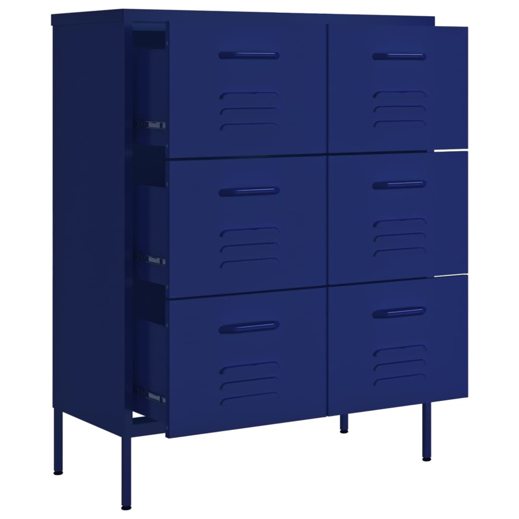vidaXL Drawer Cabinet Navy Blue 31.5"x13.8"x40" Steel
