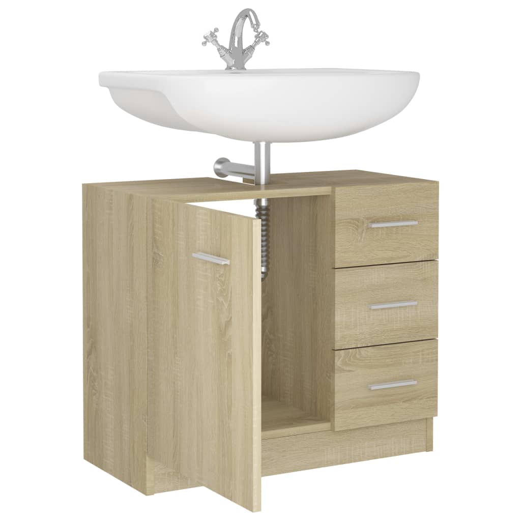 vidaXL Sink Cabinet Sonoma Oak 24.8"x11.8"x21.3" Chipboard