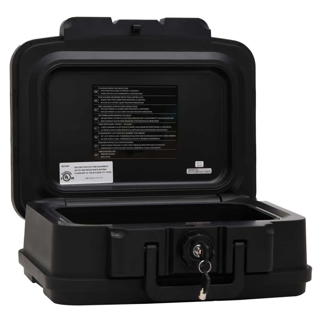 vidaXL Safe Box Black 15"x12.8"x6.5" Polypropylene