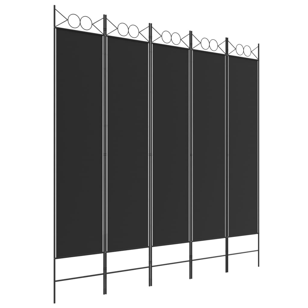 vidaXL 5-Panel Room Divider Black 78.7"x78.7" Fabric