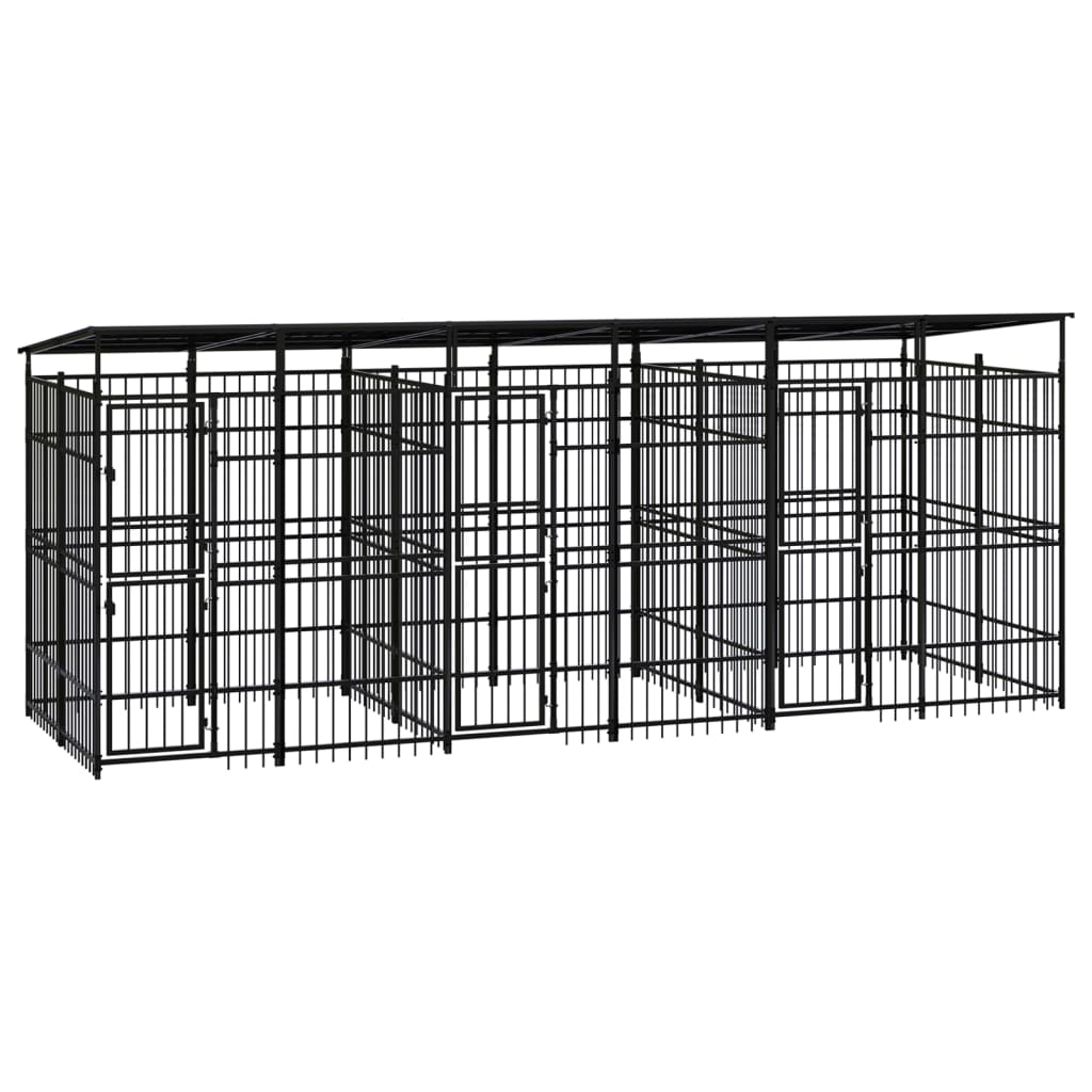 vidaXL Outdoor Dog Kennel with Roof Steel 119 ft²