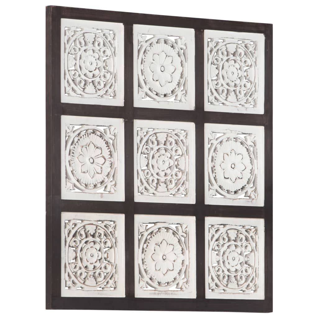 vidaXL Hand-Carved Wall Panel MDF 23.6"x23.6"x0.6" Brown and White