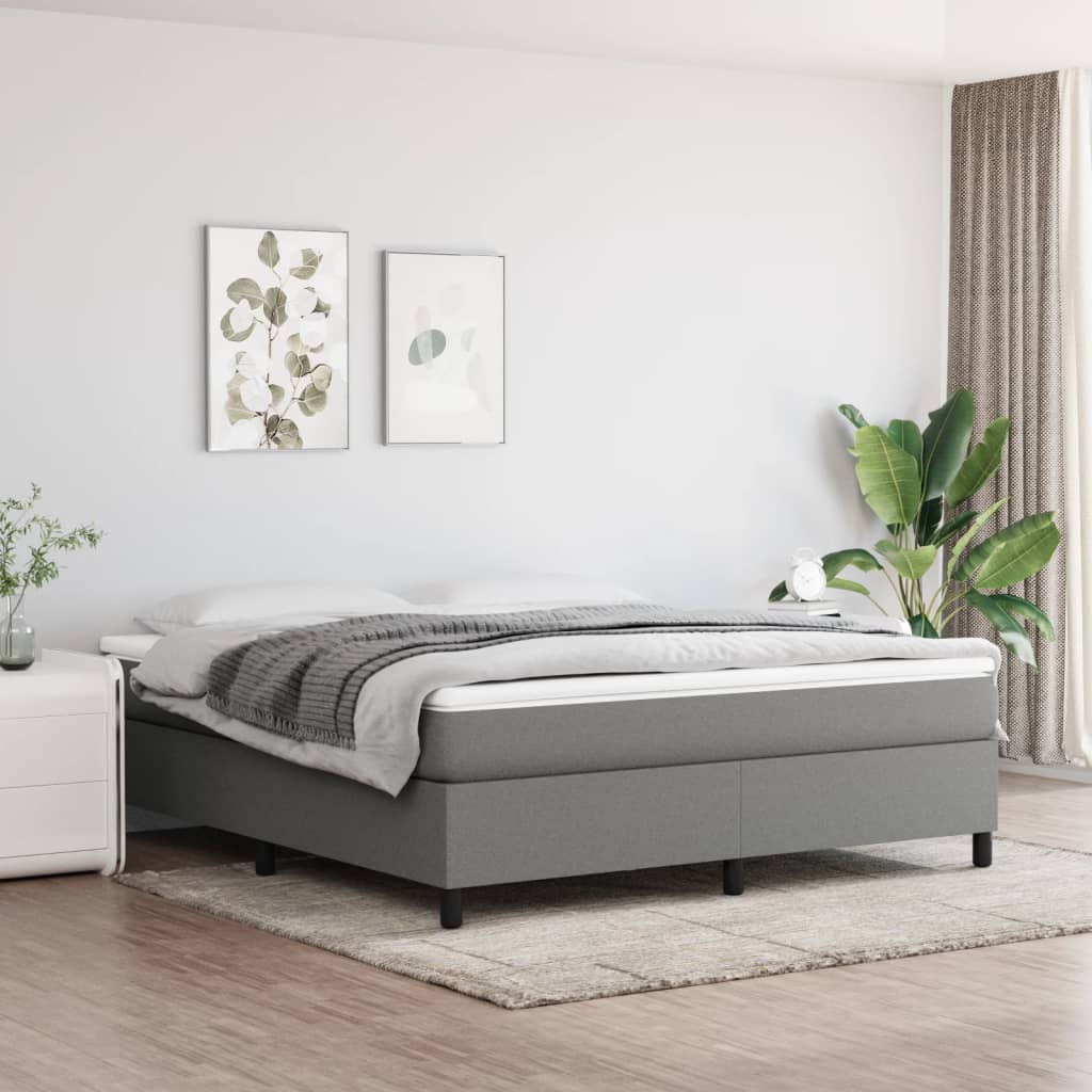 vidaXL Box Spring Bed with Mattress Dark Gray 72"x83.9" California King Fabric