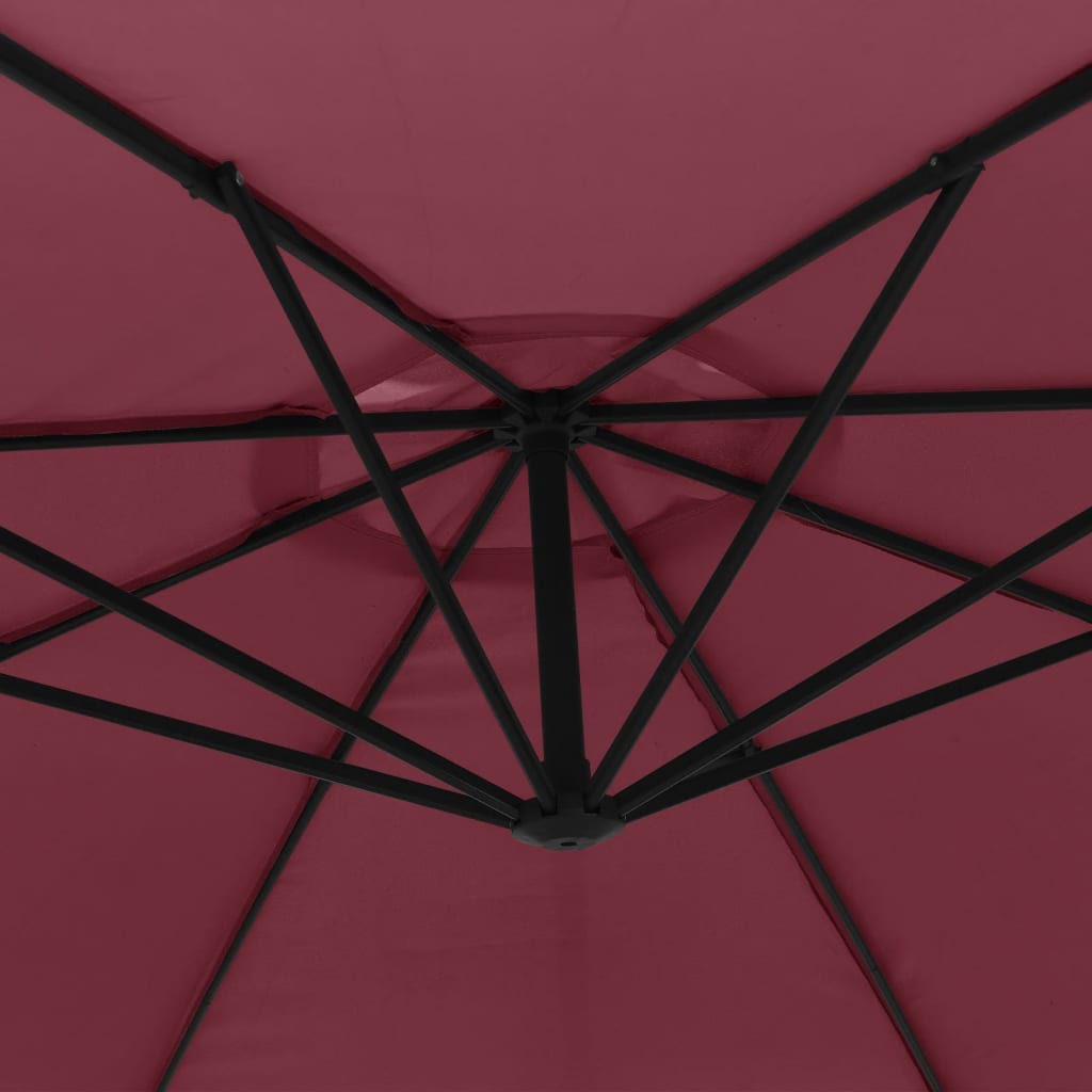 vidaXL Cantilever Umbrella with Aluminum Pole 137.8" Bordeaux Red