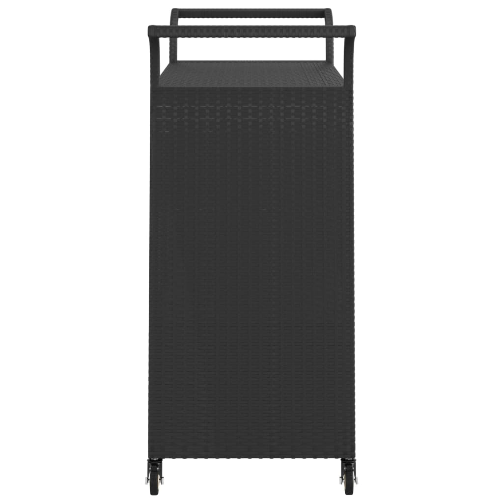 vidaXL Bar Cart with Drawer Black 39.4"x17.7"x38.2" Poly Rattan