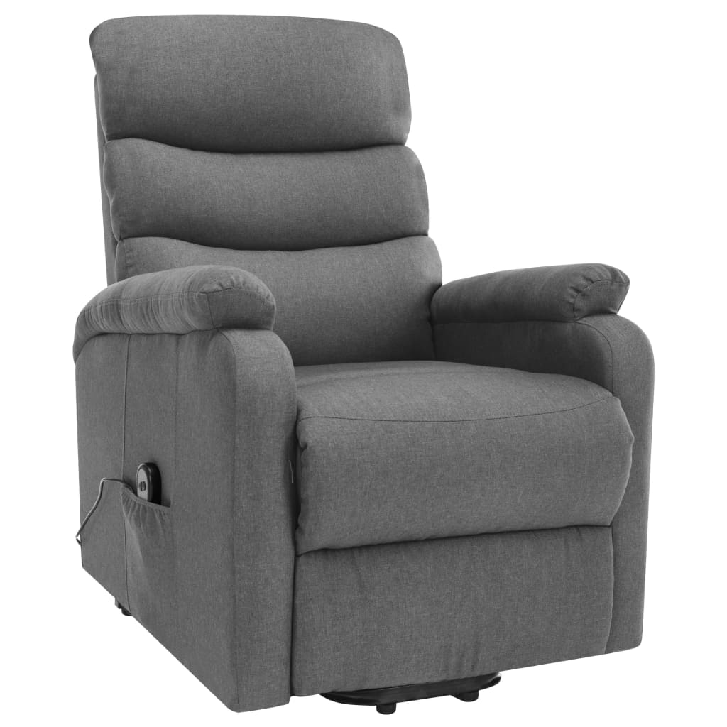 vidaXL Power Lift Massage Recliner Light Gray Fabric