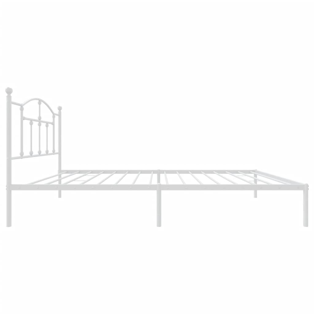 vidaXL Metal Bed Frame with Headboard White 39.4"x78.7"