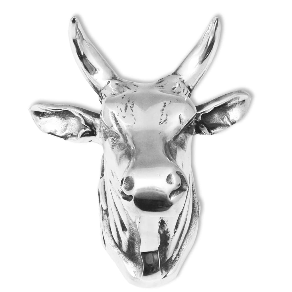 vidaXL Cow Head Decoration Wall-Mounted Aluminum Silver