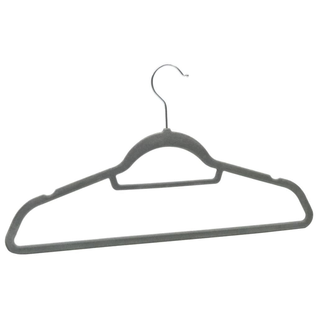 vidaXL 100 pcs Clothes Hanger Set Anti-slip Gray Velvet