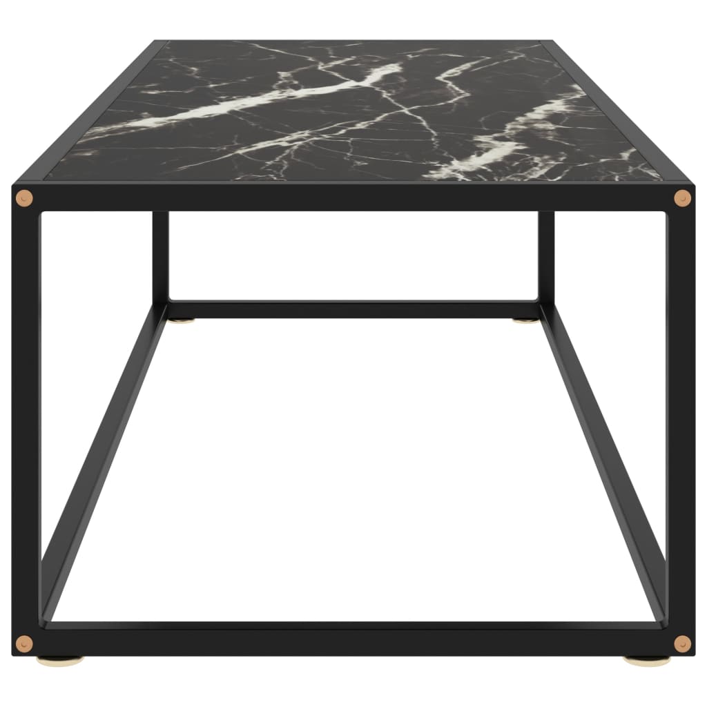 vidaXL Coffee Table Black with Black Marble Glass 47.2"x19.7"x13.8"