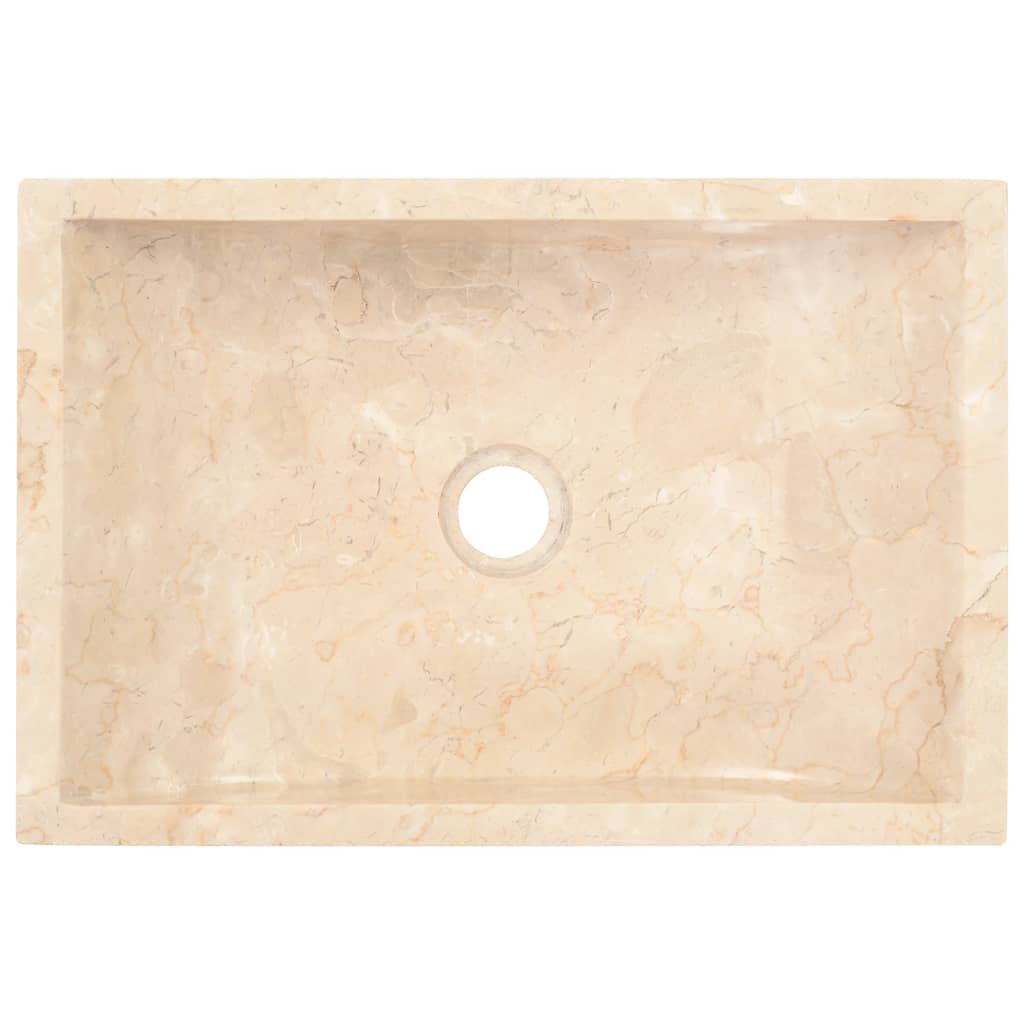 vidaXL Bathroom Vanity Cabinet with Cream Marble Sinks Solid Wood Teak