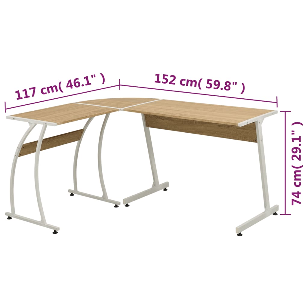 vidaXL Corner Desk L-Shaped Oak