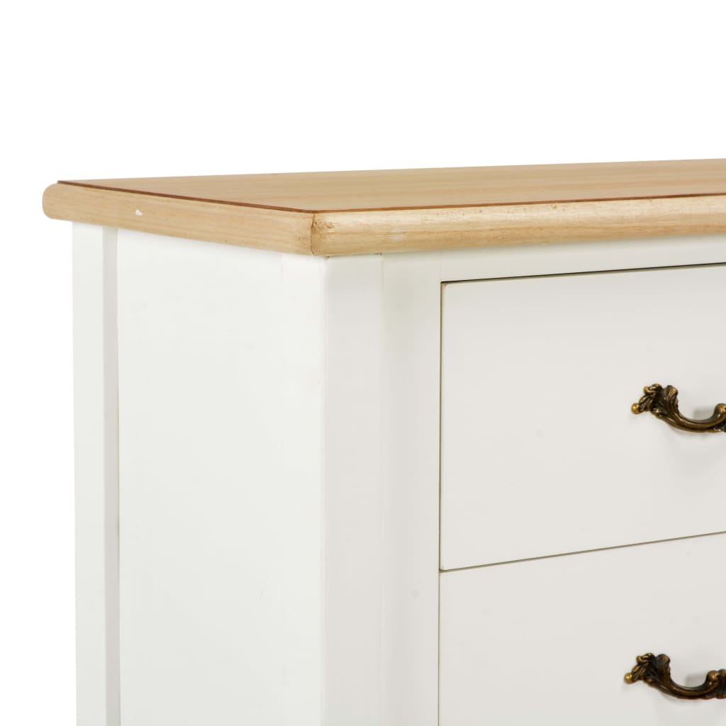 vidaXL Sideboard White and Brown 43.3"x11.8"x33.5" Solid Wood
