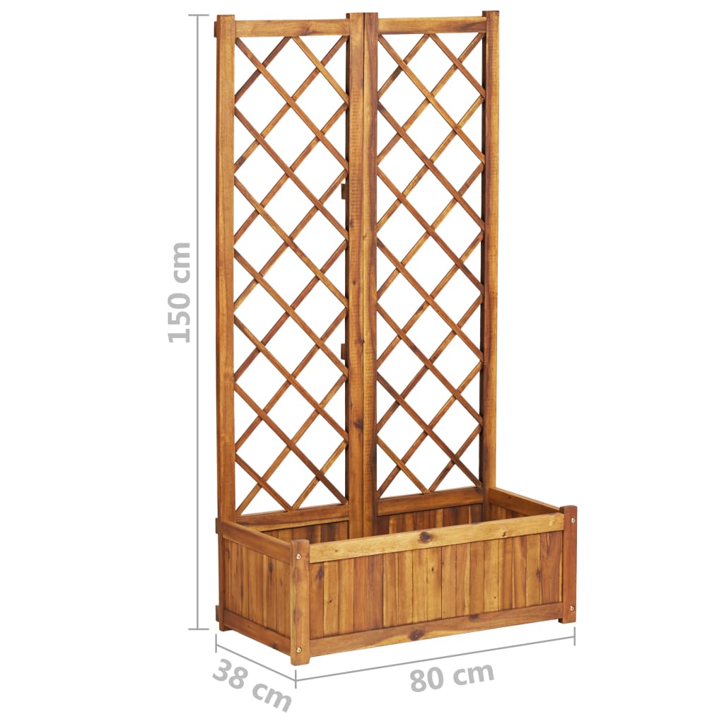 vidaXL Raised Bed with Trellis 31.5"x15"x59.1" Solid Acacia Wood