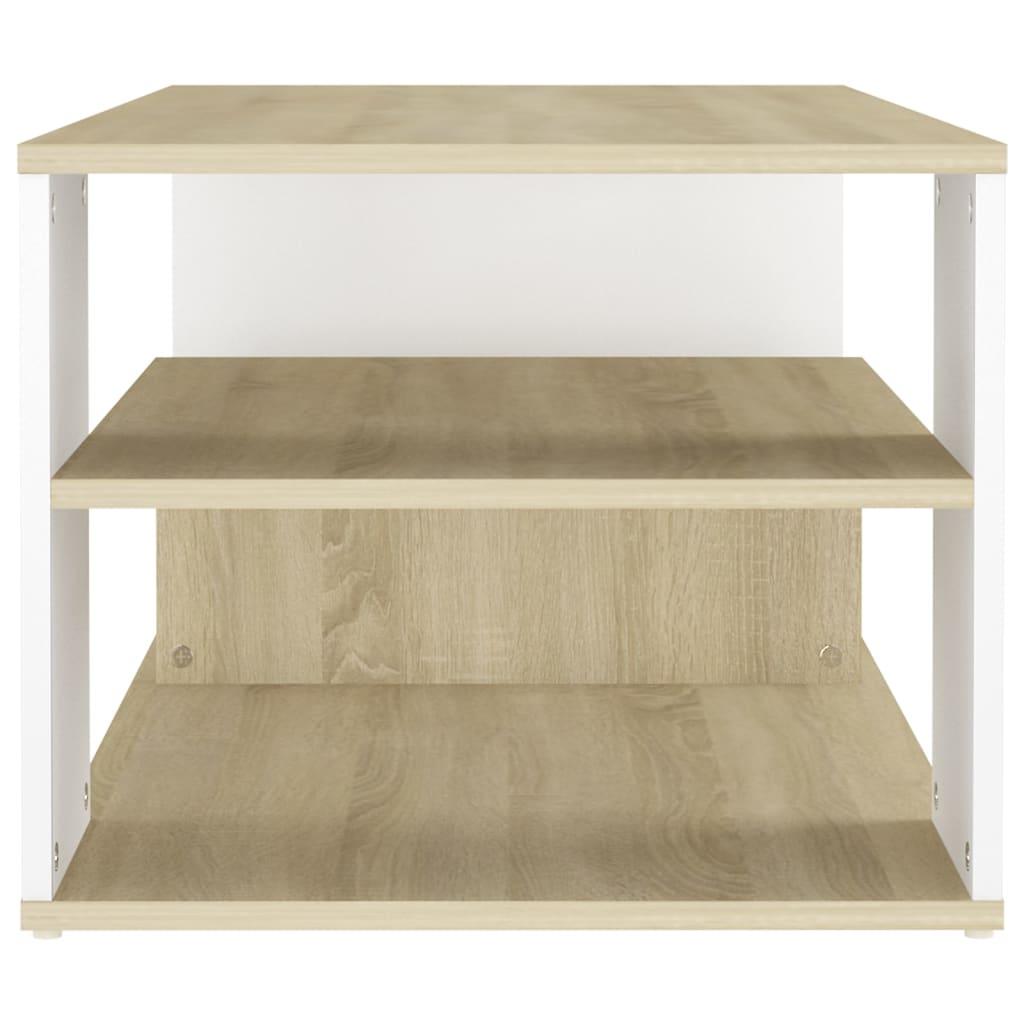 vidaXL Coffee Table White and Sonoma Oak 39.4"x19.7"x15.7" Engineered Wood