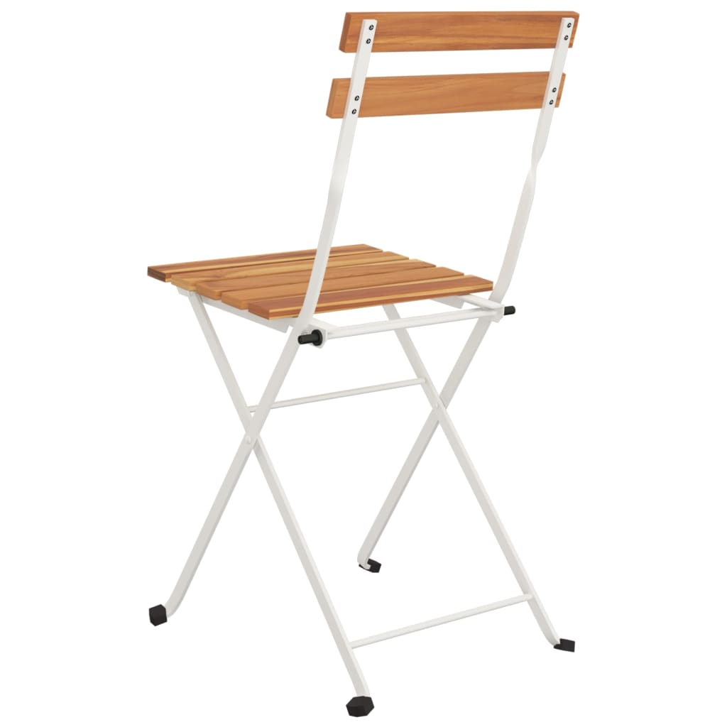 vidaXL Folding Bistro Chairs 2 pcs Solid Wood Acacia and Steel
