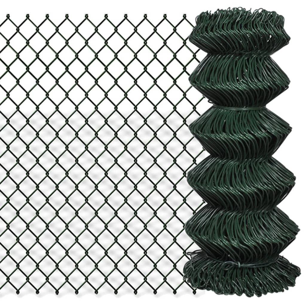 vidaXL Chain Link Fence Steel 2' 7"x82' Green