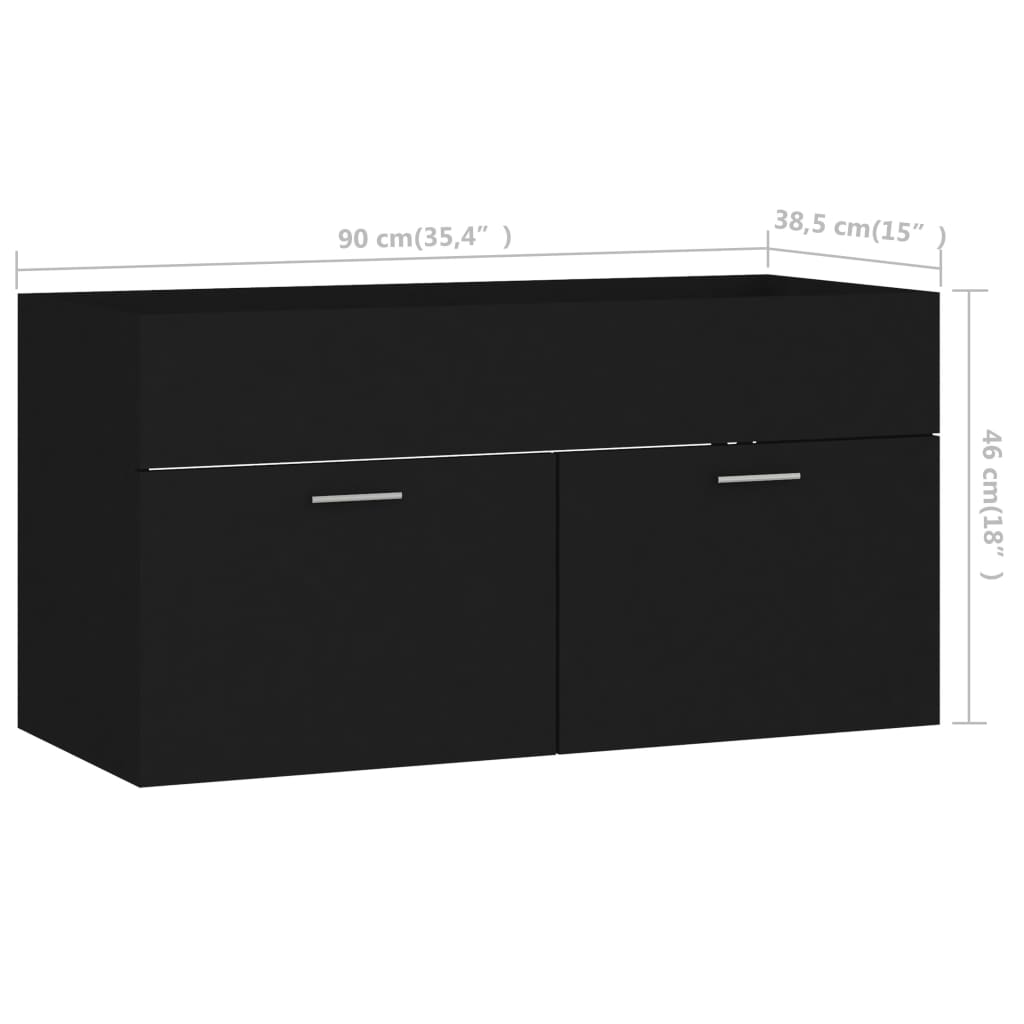 vidaXL 2 Piece Bathroom Furniture Set Black Chipboard