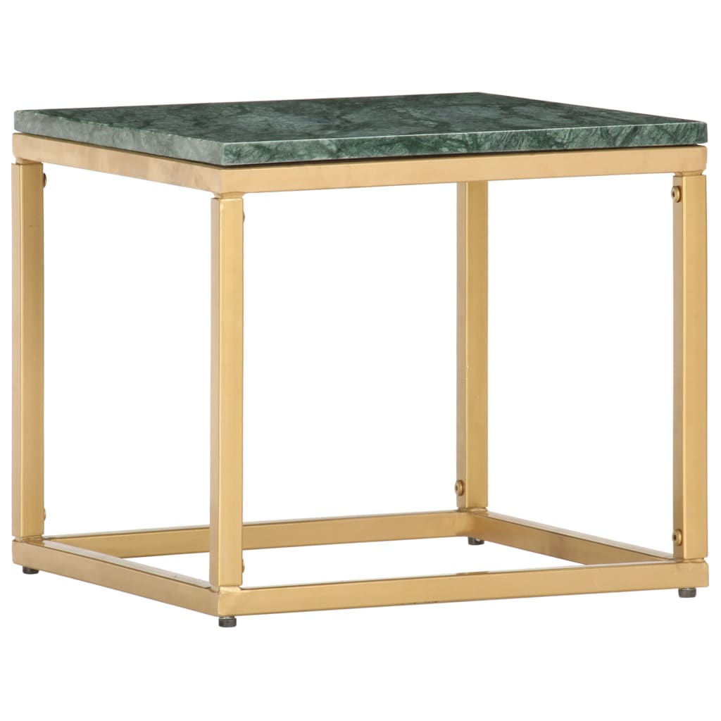 vidaXL Coffee Table Green 15.7"x15.7"x13.8" Real Stone with Marble Texture