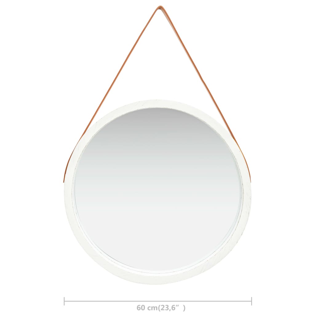 vidaXL Wall Mirror with Strap 23.6" White