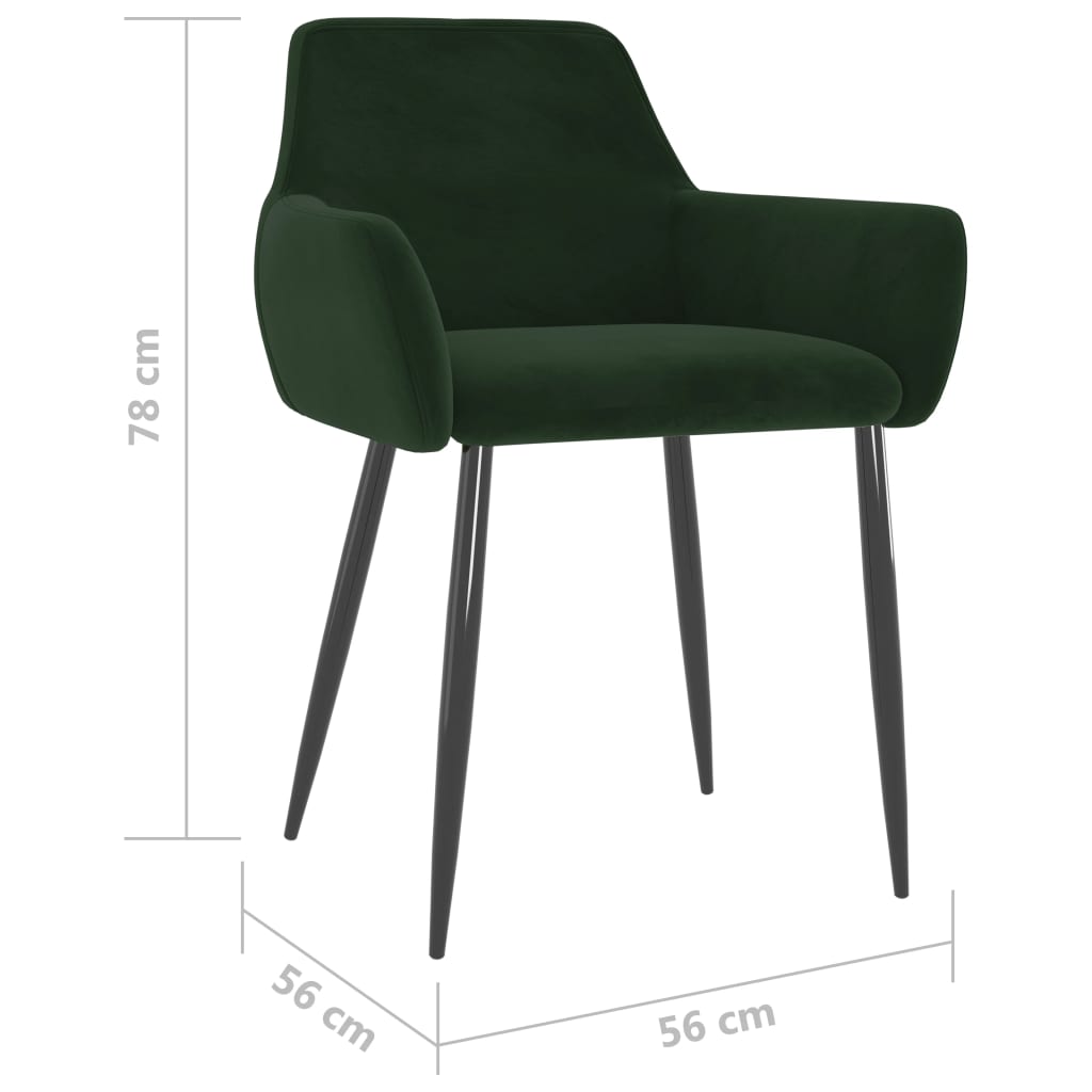 vidaXL Dining Chairs 6 pcs Dark Green Velvet