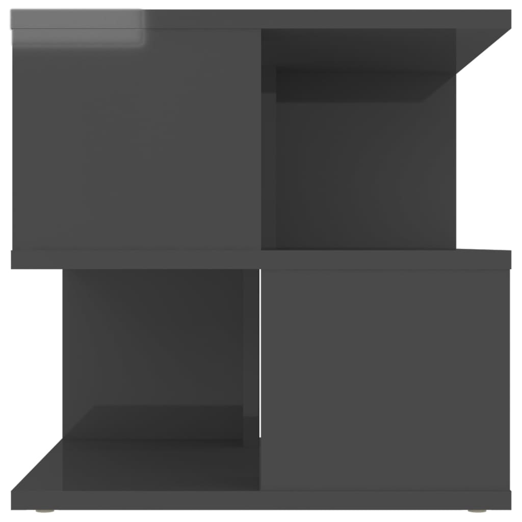 vidaXL Side Table High Gloss Gray 15.7"x15.7"x15.7" Engineered Wood