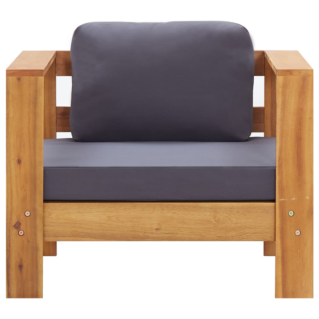 vidaXL Patio Sofa Chair with Cushion Dark Gray Solid Acacia Wood