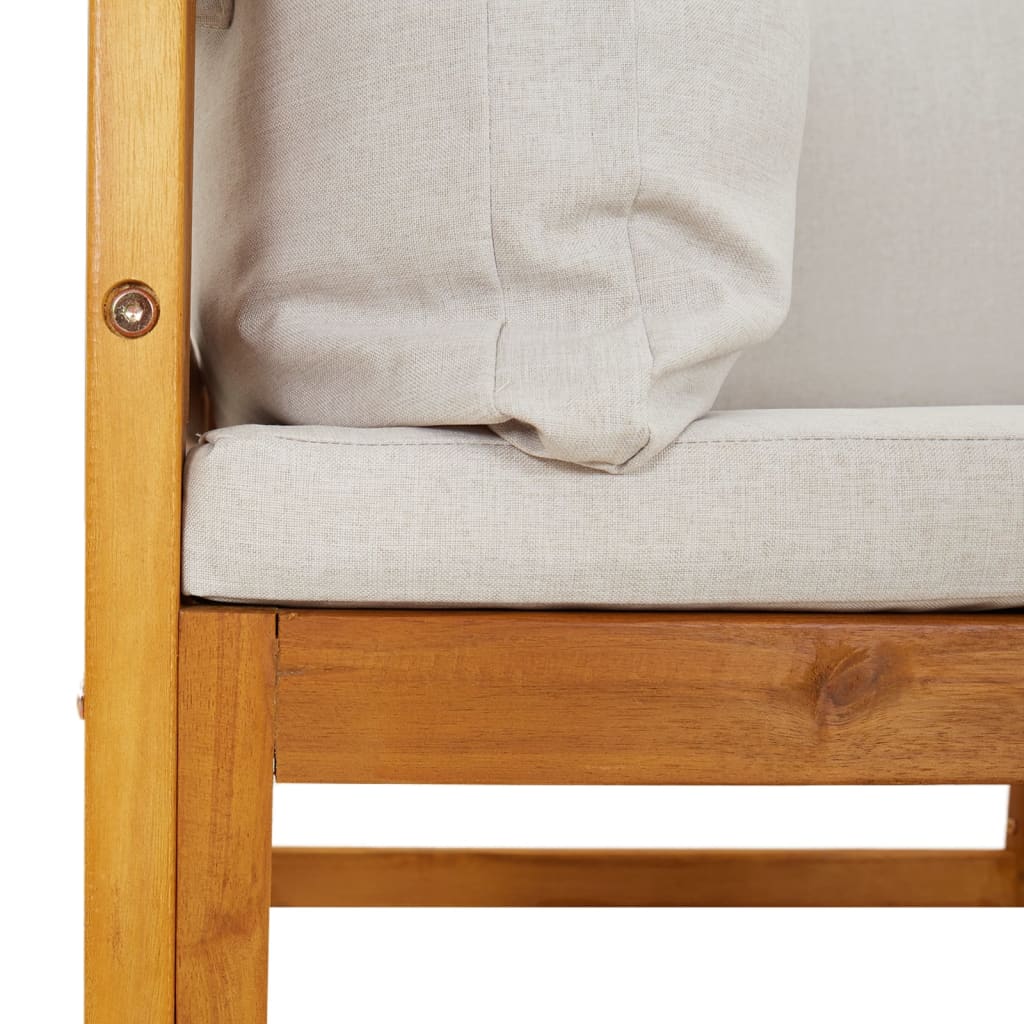 vidaXL Sectional Corner Sofa with Light Gray Cushions Solid Wood Acacia