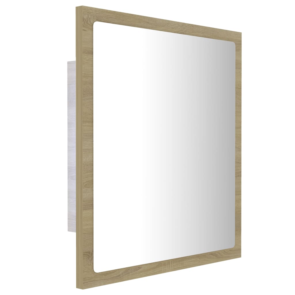 vidaXL LED Bathroom Mirror Sonoma Oak 15.7"x3.3"x14.6" Acrylic