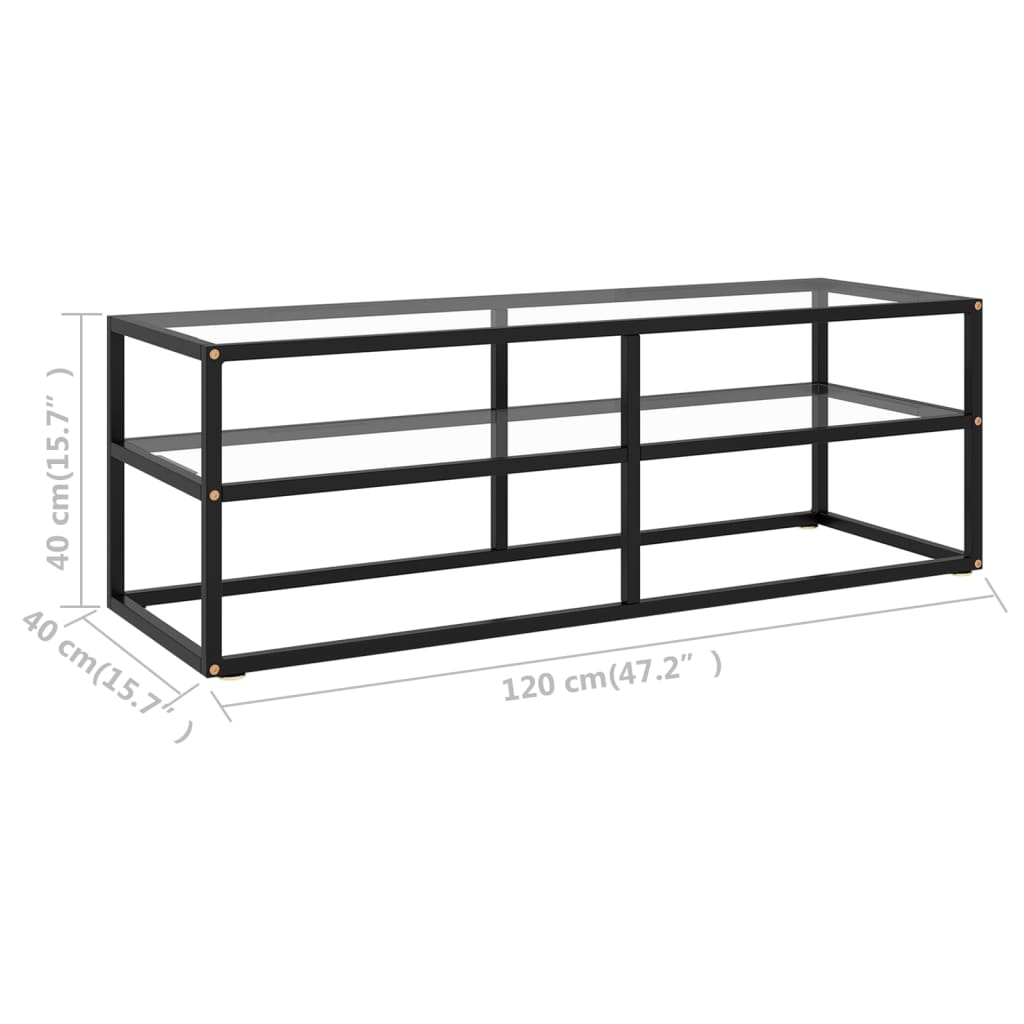 vidaXL TV Stand Black with Tempered Glass 47.2"x15.7"x15.7"