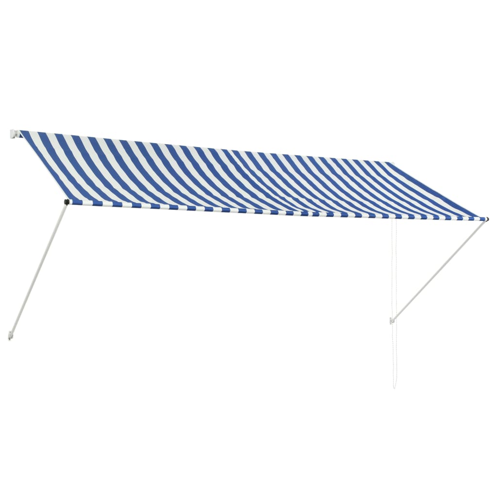 vidaXL Retractable Awning 118.1"x59.1" Blue and White