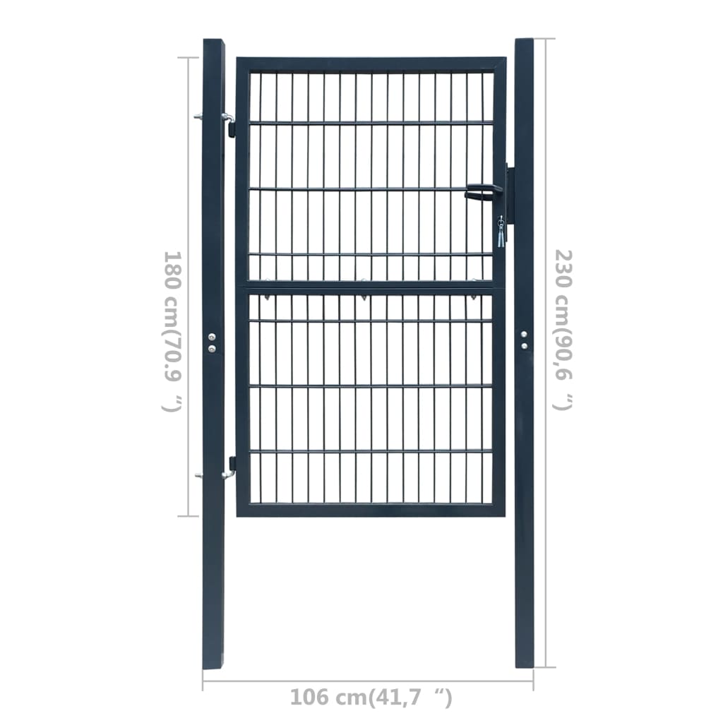 vidaXL 2D Fence Gate (Single) Anthracite Gray 41.7" x 90.6"