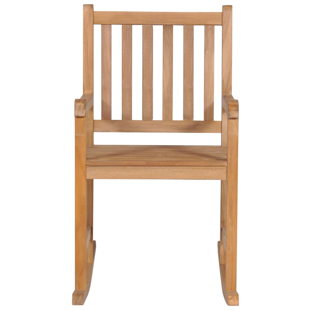 vidaXL Rocking Chair with Beige Cushion Solid Teak Wood
