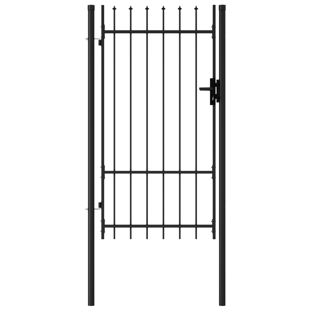 vidaXL Fence Gate Single Door with Spike Top Steel 3.3'x5.7' Black