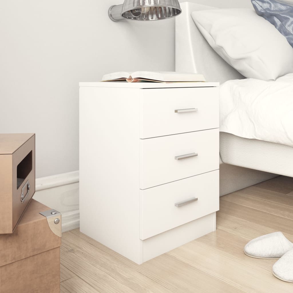 vidaXL Bedside Cabinet White 15" x 13.8" x 22" Engineered Wood