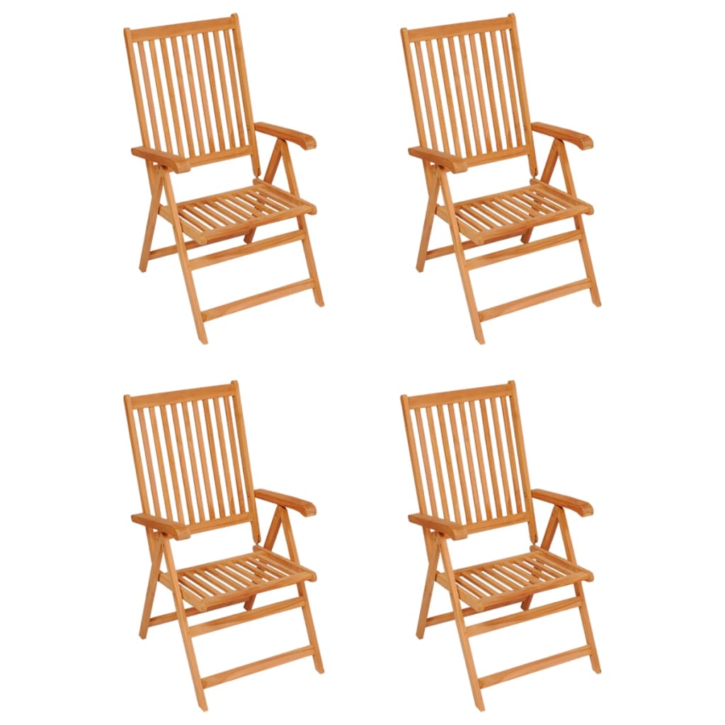 vidaXL Patio Chairs 4 pcs with Black Cushions Solid Teak Wood