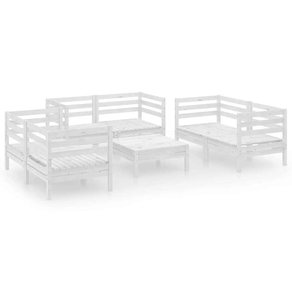 vidaXL 7 Piece Patio Lounge Set White Solid Pinewood