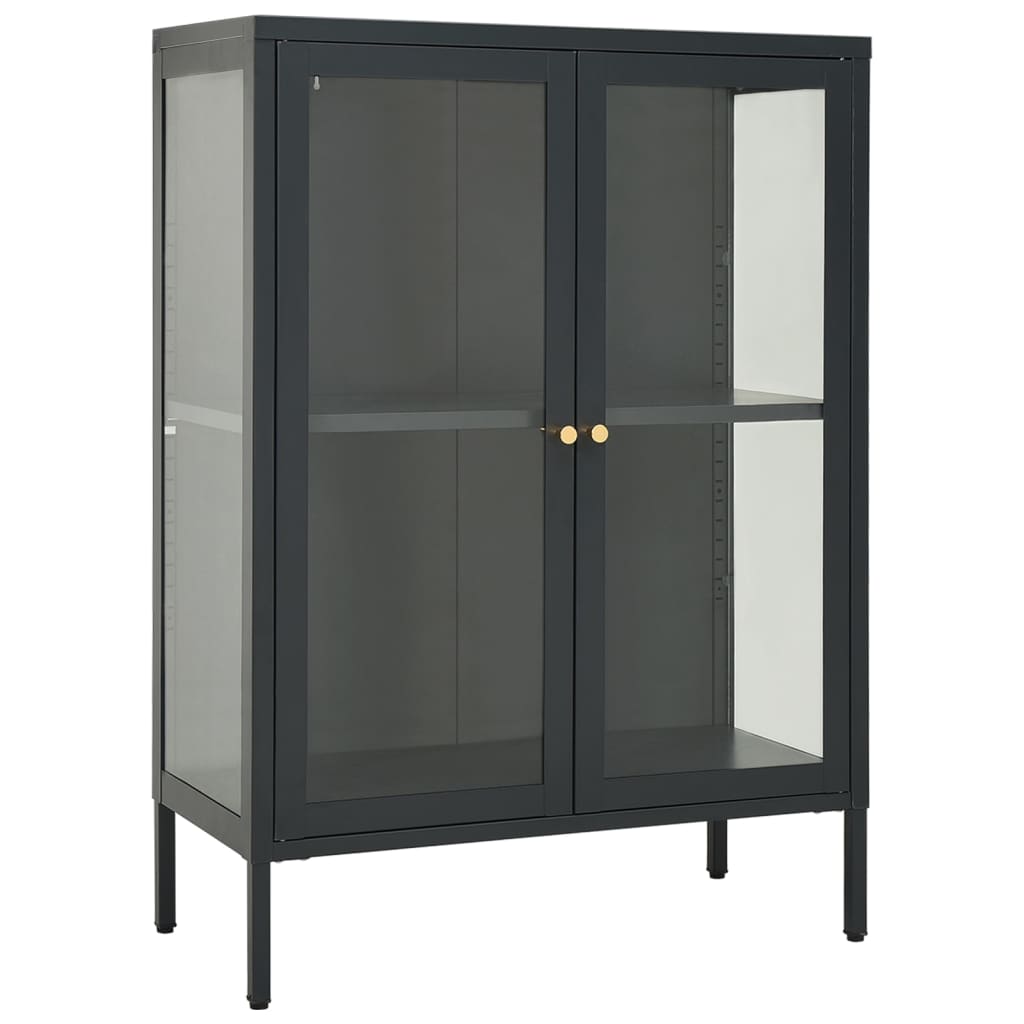 vidaXL Sideboard Anthracite 29.5"x13.8"x41.3" Steel and Glass