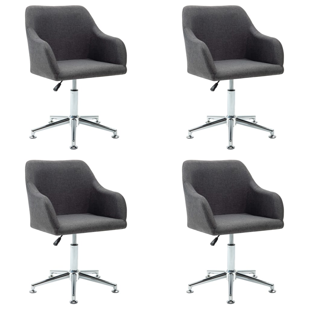 vidaXL Swivel Dining Chairs 4 pcs Dark Gray Fabric
