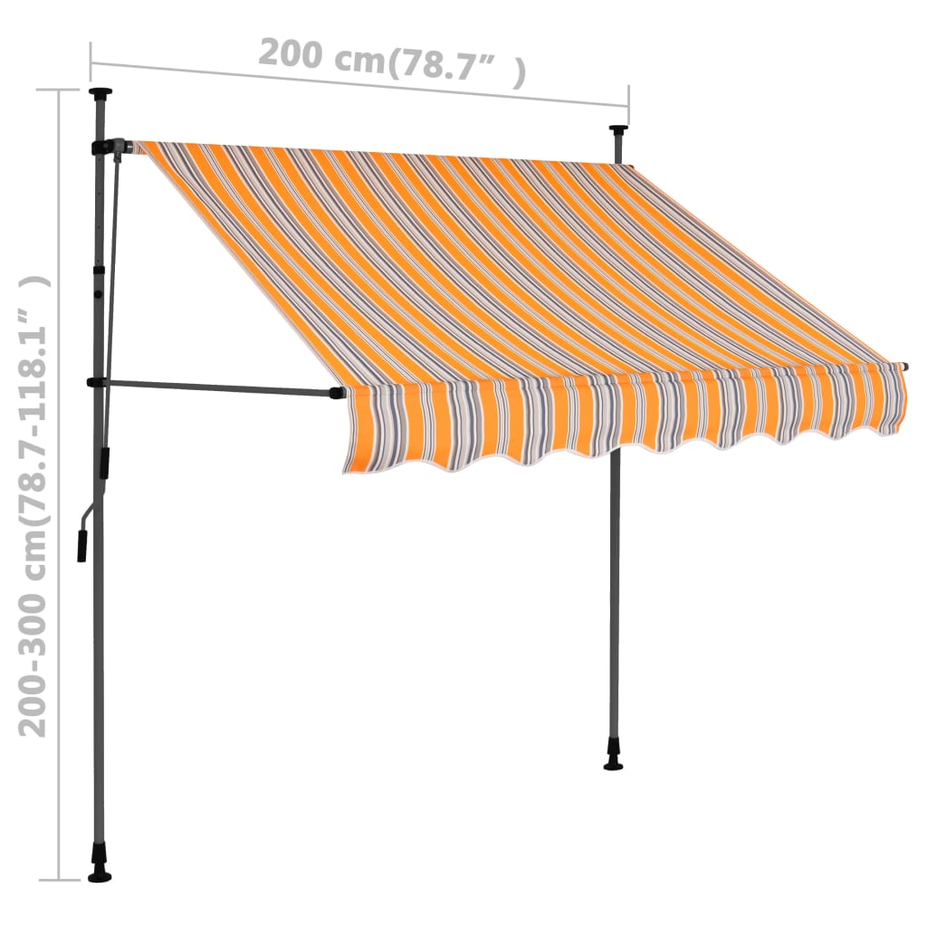 vidaXL Manual Retractable Awning with LED 78.7" Yellow and Blue