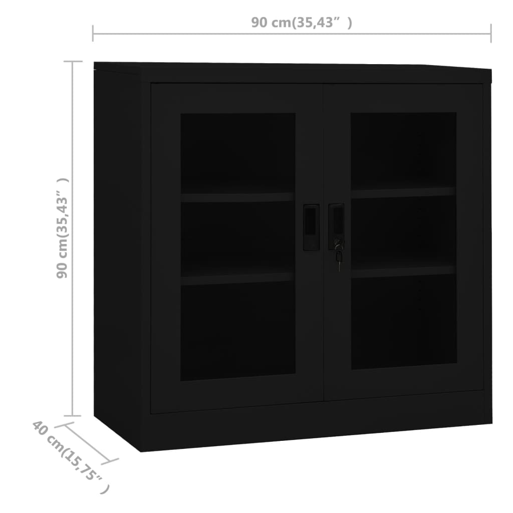 vidaXL Office Cabinet Black 35.4"x15.7"x35.4" Steel