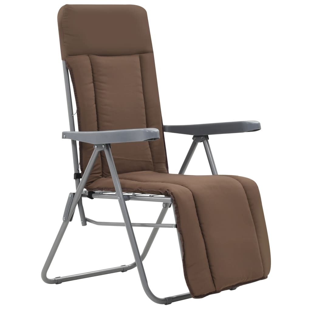 vidaXL Folding Patio Chairs with Cushions 2 pcs Brown