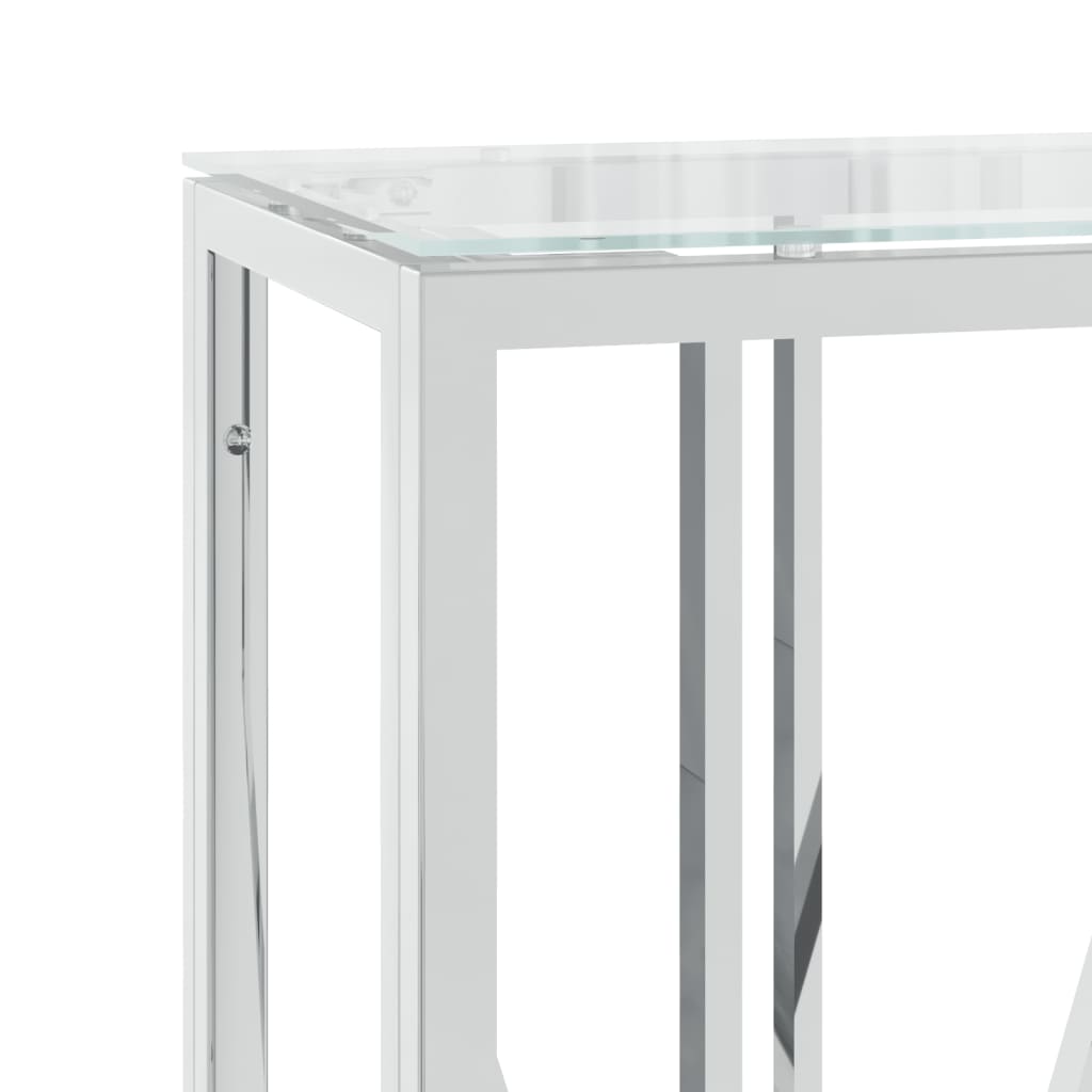 vidaXL Console Table 43.3"x11.8"x27.6" Stainless Steel and Glass