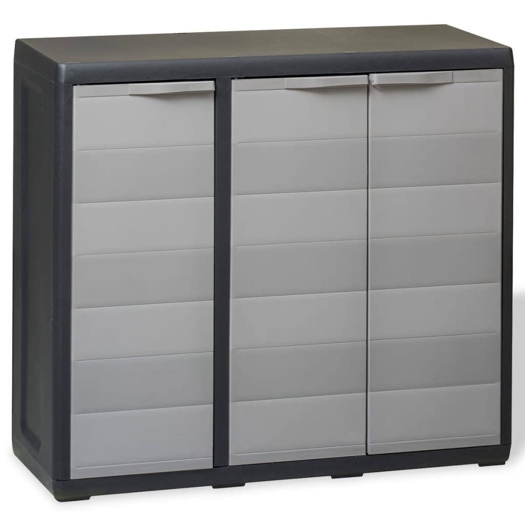 vidaXL Garden Storage Cabinet with 2 Shelves Black and Gray
