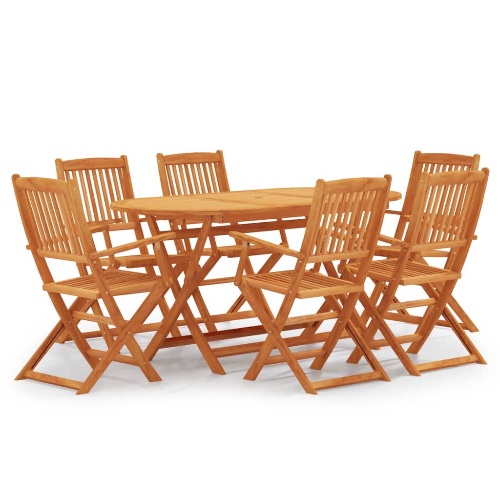 vidaXL 7 Piece Folding Patio Dining Set Solid Eucalyptus Wood