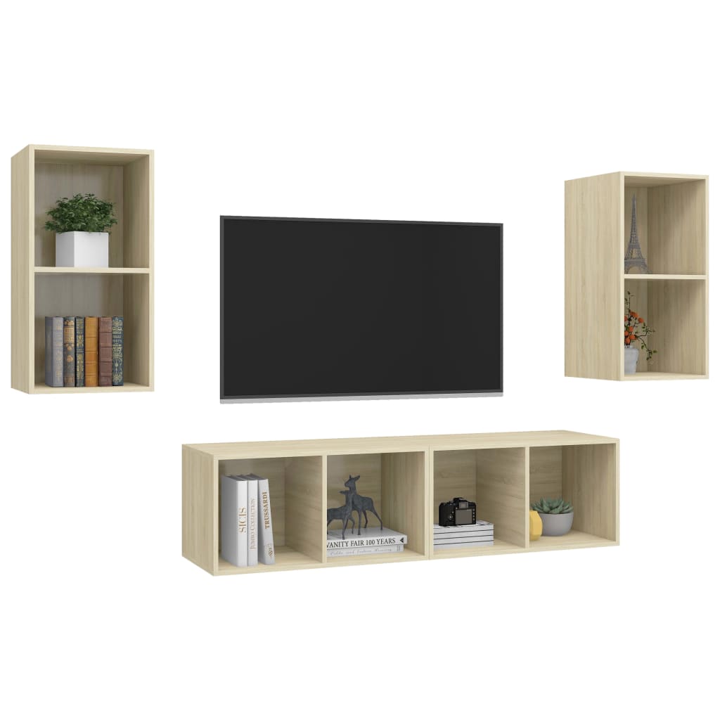 vidaXL Wall-mounted TV Stands 4 pcs Sonoma Oak Engineered Wood